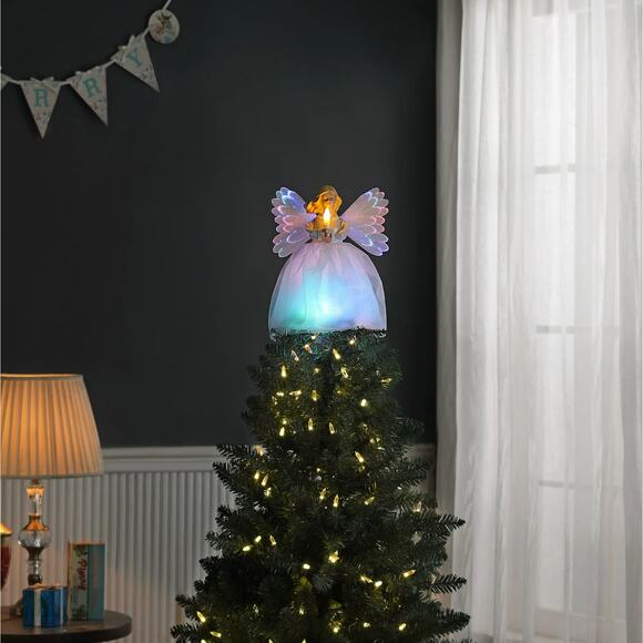 Mr. Christmas Animated Moving Tree Topper Fiber Optic Light Up Angel White LED - Picture 8 of 9